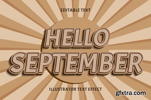 Hello september vector editable text effect