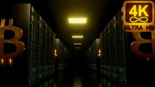 Videohive - Bitcoin Mining Cryptocurrency Data Servers With Flickering Lights Computing Decentralized Network 4K - 32999006 - 32999006