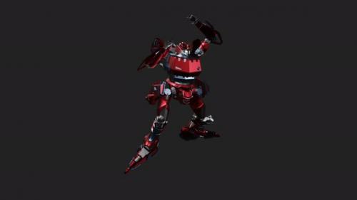 Videohive - Red mecha in action with Uppercut Jab style - 33010238 - 33010238