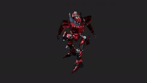 Videohive - Red mecha in action idle - 33010242 - 33010242