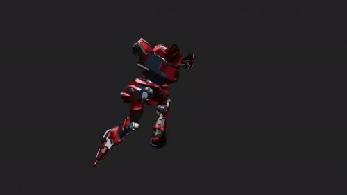 Videohive - Red mecha in action with Standing Melee Attack 360 High style - 33010244 - 33010244