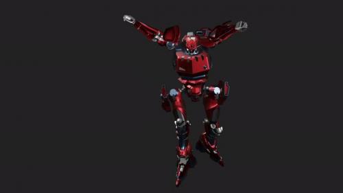 Videohive - Red mecha in action with Wide Arm Spell Casting style - 33010252 - 33010252