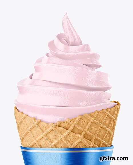 Ice Cream Waffle Cone with Metallic Label mockup 85160