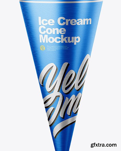 Ice Cream Waffle Cone with Metallic Label mockup 85160