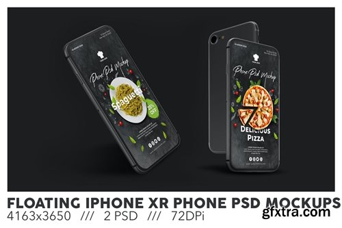 Floating iPhone XR Phone PSD Mockups