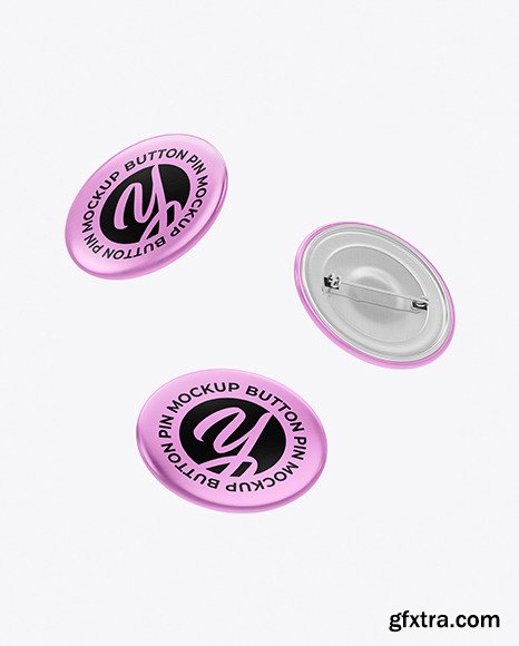 Metallic Button Pins Mockup 85554