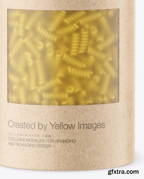 Kraft Paper Tube w/ Fusilli Pasta Mockup 86436