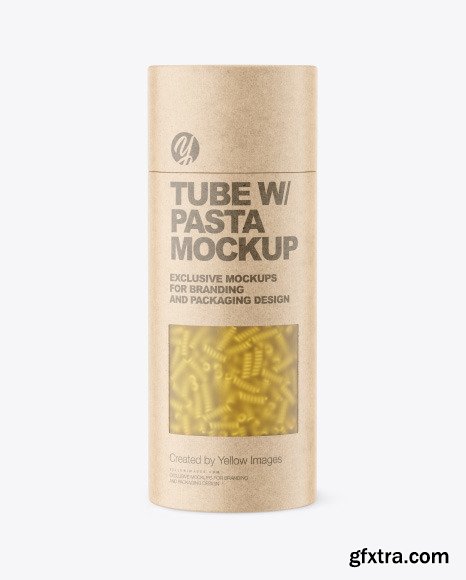 Kraft Paper Tube w/ Fusilli Pasta Mockup 86436