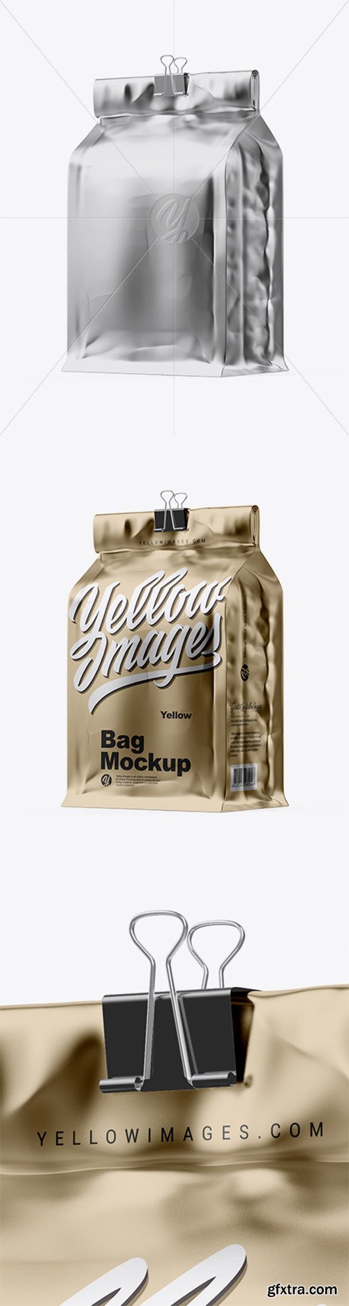 Metallic Coffee Bag With Clip Mockup - Half Side View 31393