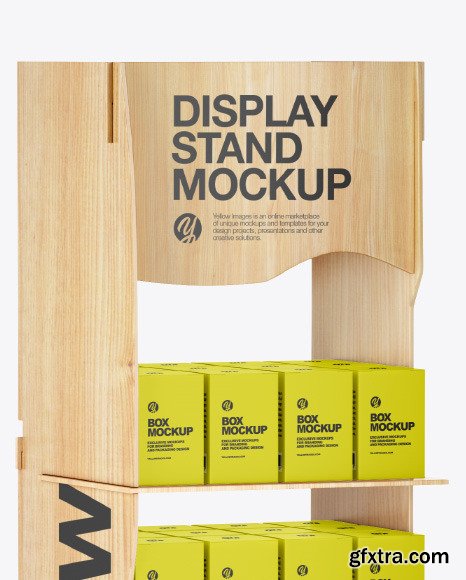 Wooden Display Stand w/ Boxes Mockup 85752