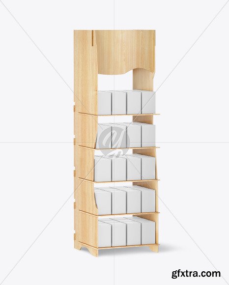 Wooden Display Stand w/ Boxes Mockup 85752