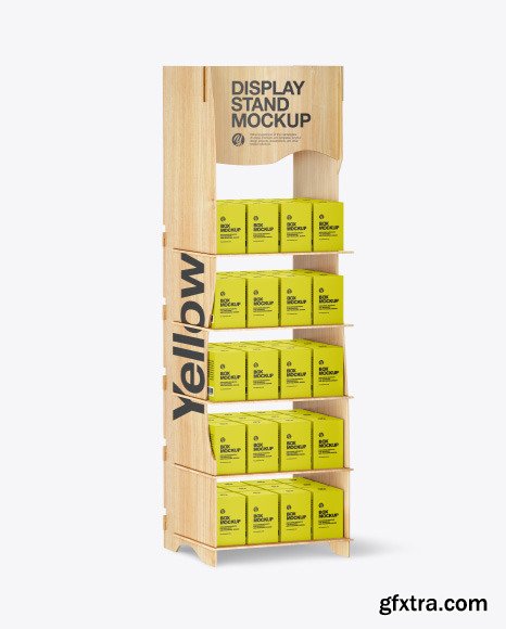 Wooden Display Stand w/ Boxes Mockup 85752