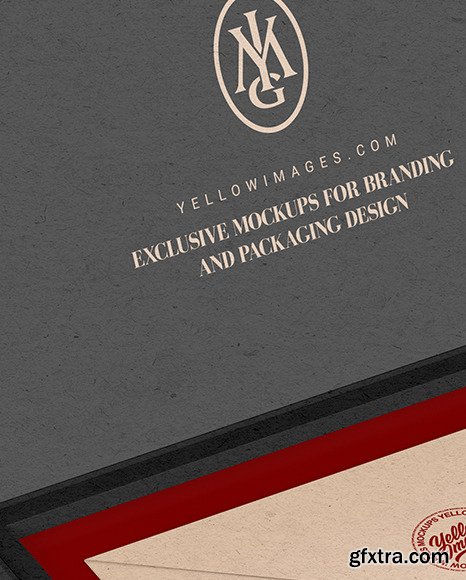 Envelope in a Kraft Paper Box Mockup 86214