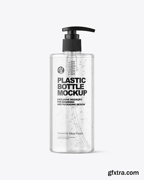 Clear Cosmetic Bottle with Pump Mockup 86455