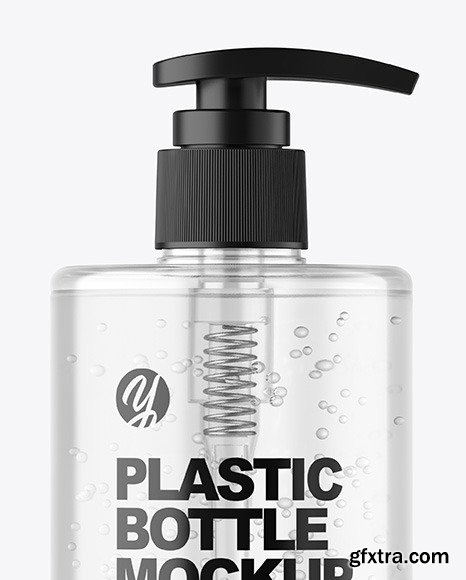 Clear Cosmetic Bottle with Pump Mockup 86455