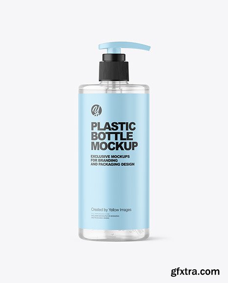 Clear Cosmetic Bottle with Pump Mockup 86455