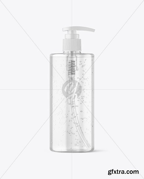 Clear Cosmetic Bottle with Pump Mockup 86455