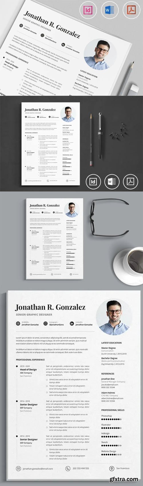 Professional CV Resume Indesign Template + [Adobe Acrobat/Microsoft Word]