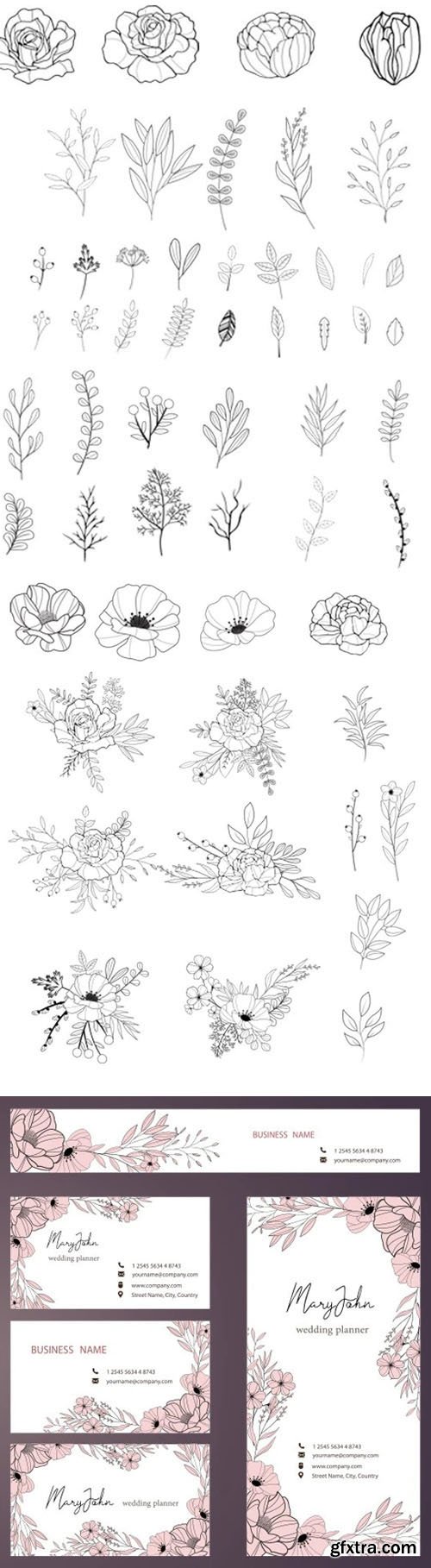 Hand Drawn Floral Vector Collection