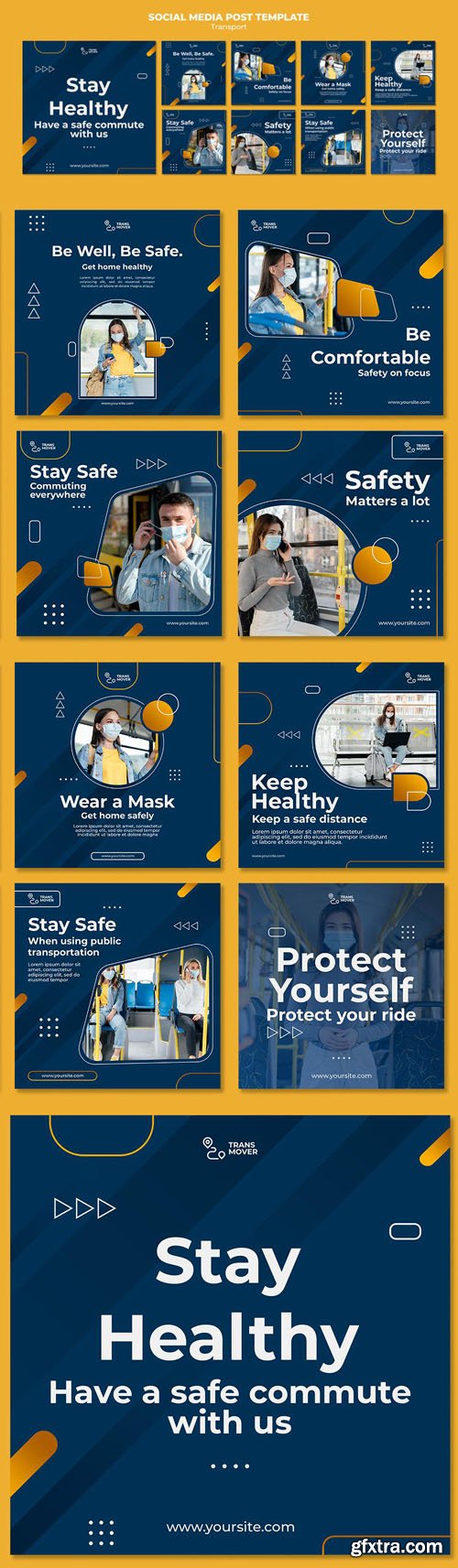 Stay Healthy - Safe Transportation Social Media Post PSD Templates