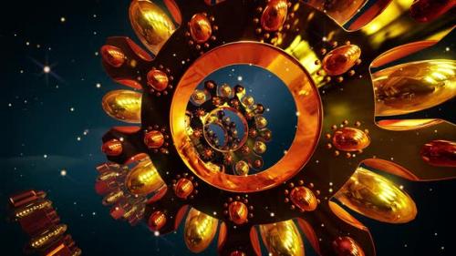 Videohive - Glittering Gold Flower Ornament Tunnel 4k - 25576198 - 25576198