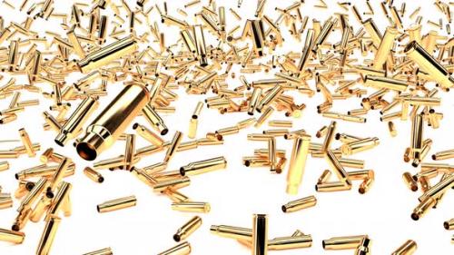 Videohive - Bullets Cases Fall on a White Surface - 32973622 - 32973622