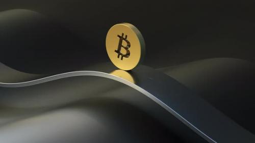 Videohive - A loopable 3d render animation of golden bitcoin coin sliding - 32974678 - 32974678