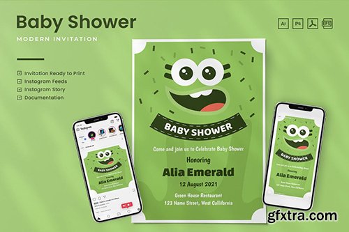 Baby Shower Invitation - Print & Social Media 3CUHBRP