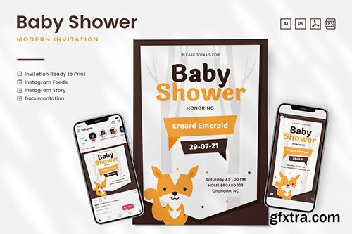 Baby Shower Invitation - Print & Social Media PSVJJSR