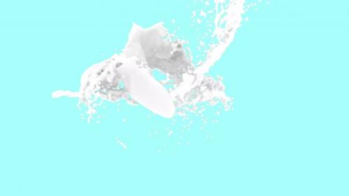 Videohive - Milk Splash on Light Blue Background Liquid White Cream - 33061025 - 33061025