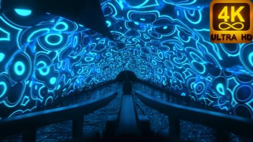 Videohive - Trippy Ship Ride In The Psychedelic Underwater Tunnel 4K Hypnotizing Visual 3D Animation Glowing - 33063295 - 33063295