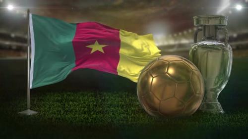 Videohive - Cameroon Flag With Football And Cup Background Loop - 33064173 - 33064173