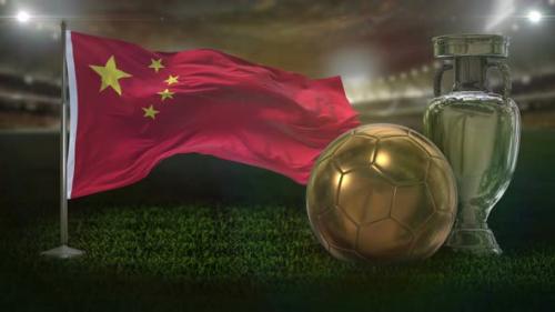 Videohive - China Flag With Football And Cup Background Loop - 33064175 - 33064175