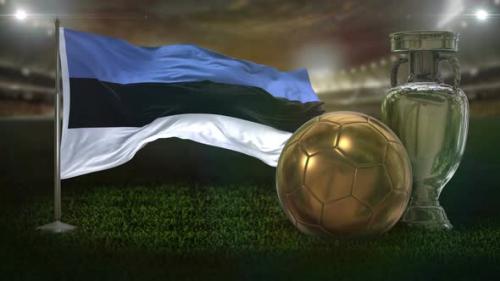 Videohive - Estonia Flag With Football And Cup Background Loop - 33064177 - 33064177