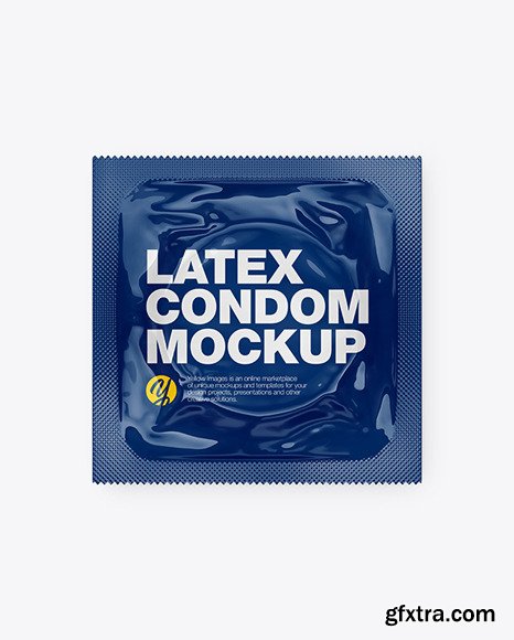 Glossy Square Condom Packaging Mockup 86388