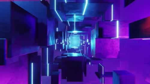 Videohive - Abstract Cubes Tunnel VJ Loop - 33078990 - 33078990