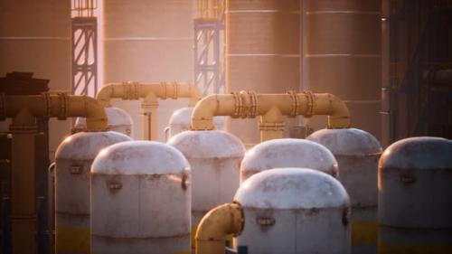 Videohive - Refinery Factory with Oil Storage Tanks - 33080882 - 33080882