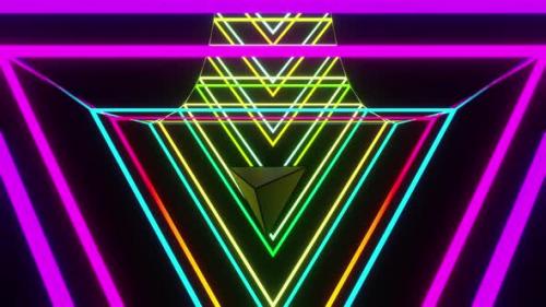 Videohive - Pyramid Flight Through The Neon Tunnel 4K ProRes - 33100993 - 33100993