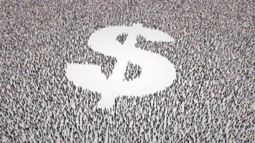 Videohive - Crowd Of People Leaving Out A Dollar Symbol - 23351486 - 23351486