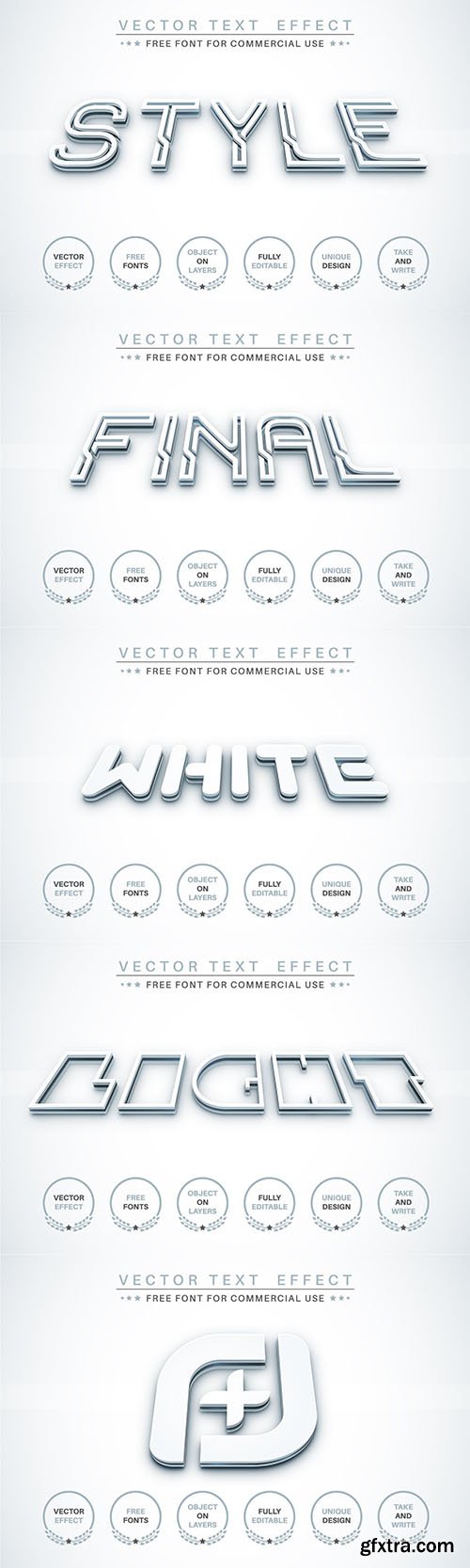 3D White - editable text effect, font style