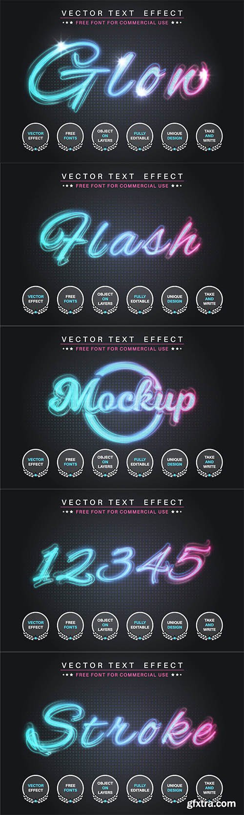 Glow stroke - editable text effect, font style