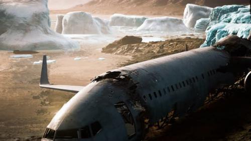 Videohive - Old Broken Plane on the Beach of Iceland - 33100541 - 33100541