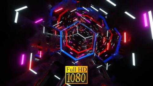 Videohive - Vj Loop Sci Fi Hexagonal Neon Tunnel HD - 33100826 - 33100826