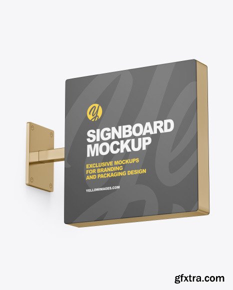 Metallic Square Signboard Mockup