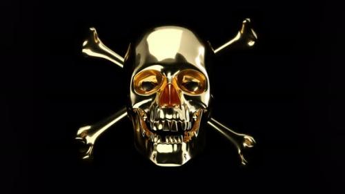 Videohive - Golden Skull with crossed bones or totenkopf with alpha - 33116687 - 33116687