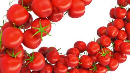 Videohive - Two Tomato Cherry flows with slow motion. Alpha matte - 33116706 - 33116706