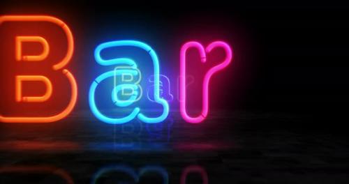 Videohive - Bar neon symbol 3d flight between - 33122655 - 33122655