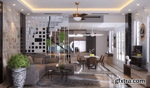 Interior Living - Kitchenroom Scene Sketchup Model By TrongThanh