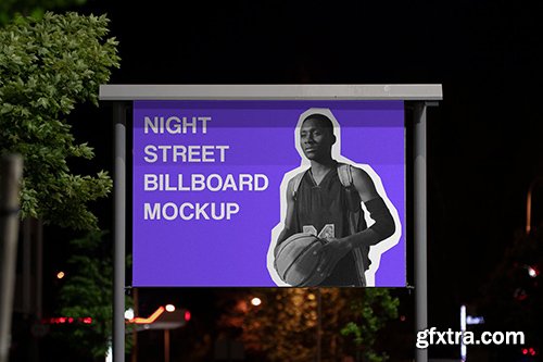 Night Outdoor Street Billboard Mockup #2 B36ED4G