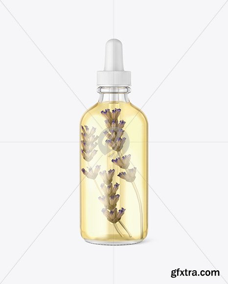 Glass Cosmetic Dropper Bottle With Flowers mockup 85715